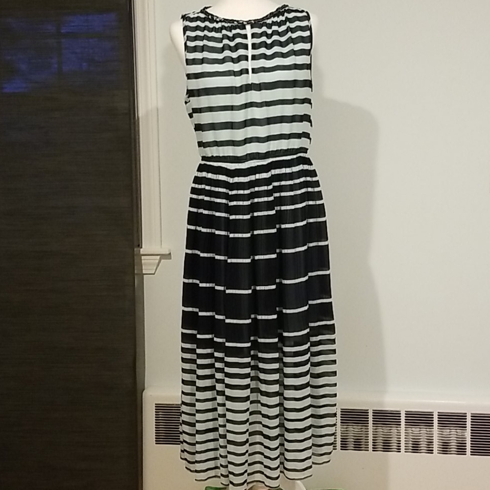 Black Friday Sale: Maison Jules Sleeveless Striped Maxi Dress, Size XL,EUC